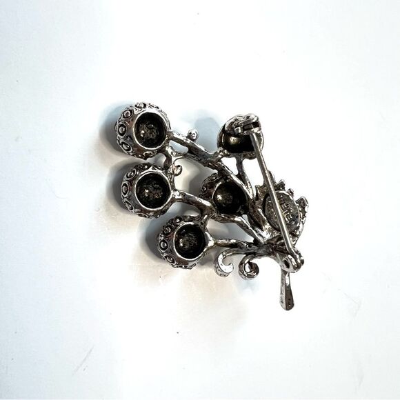 Vintage Tammey Jewels Silver Tone Faux Marcasite Rhinestones Brooch - Picture 3 of 13